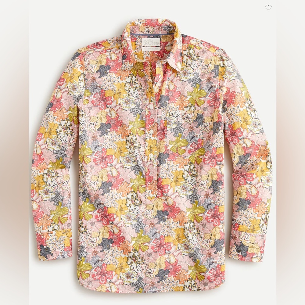 J Crew Lightweight Liberty Popover Shirt in Mauvey floral sz 8